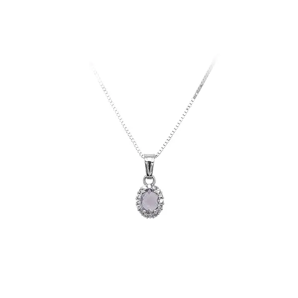 Anhänger mit lila Stein aus Weißgold