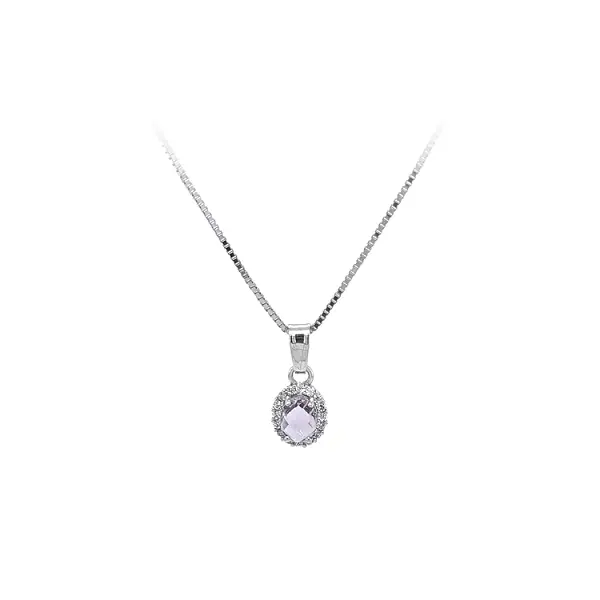 Anhänger mit lila Stein aus Weißgold