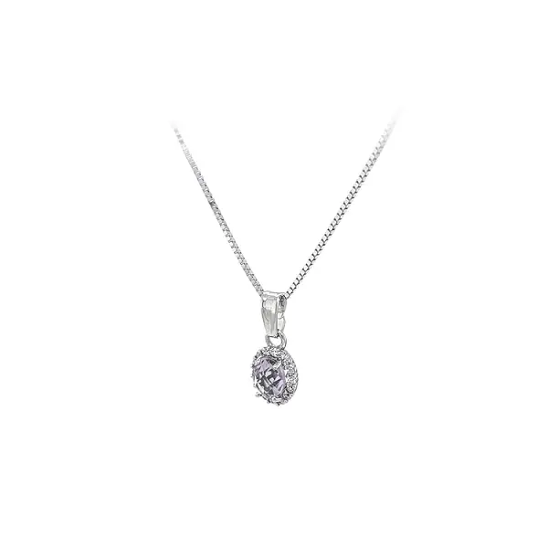 Anhänger mit lila Stein aus Weißgold