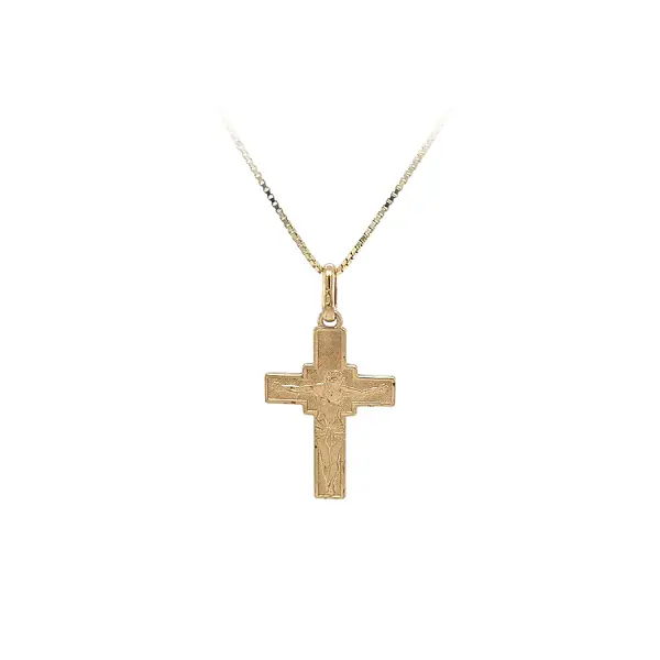 Gold-Anhänger Kreuz mit Jesus Christus