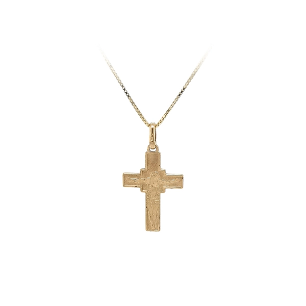 Gold-Anhänger Kreuz mit Jesus Christus