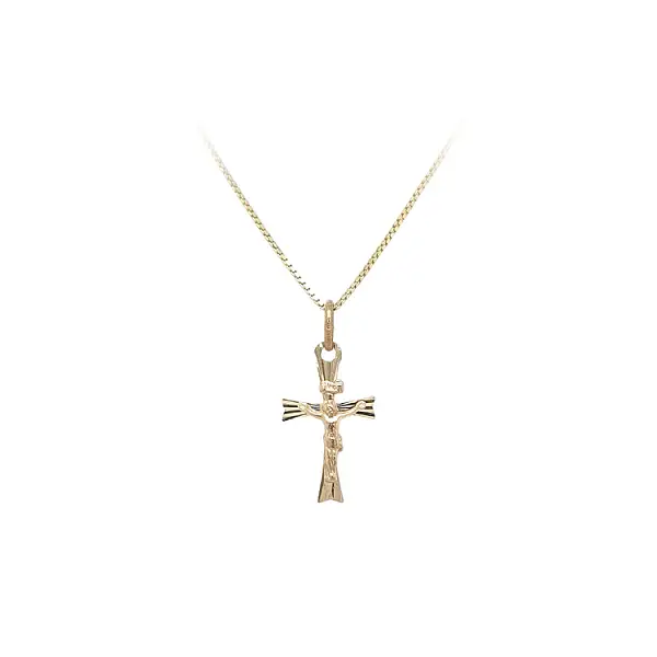 Goldener Anhänger Kreuz mit Jesus Christus