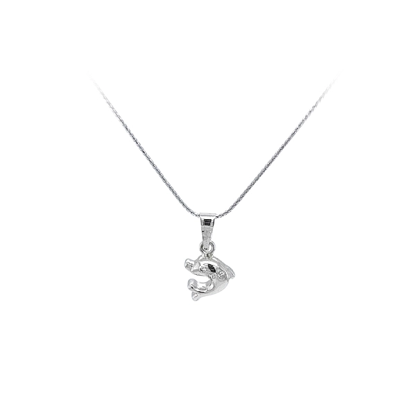 Anhänger Delphin mit Zirkonen aus Weißgold