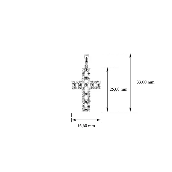 Anhänger Kreuz mit Zirkonen Weißgold