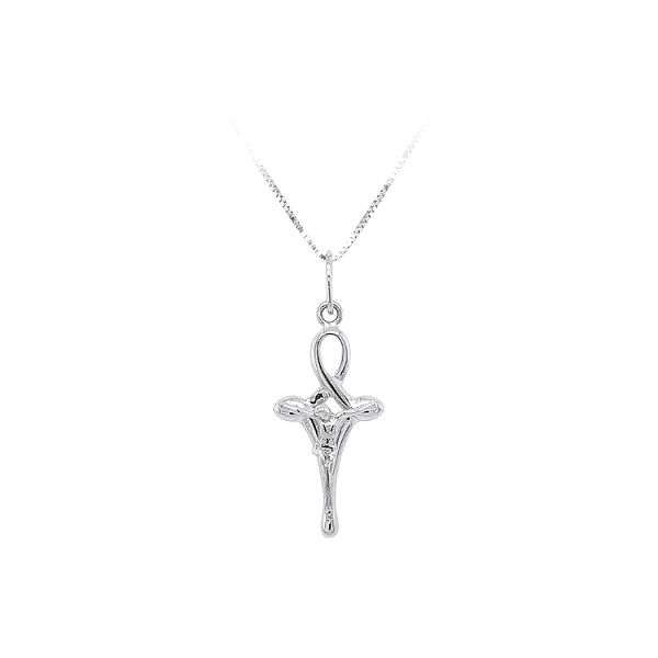 Anhänger Kreuz mit Jesus Christus aus Weißgold