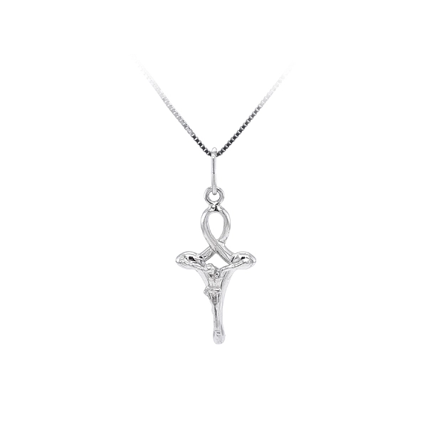 Anhänger Kreuz mit Jesus Christus aus Weißgold
