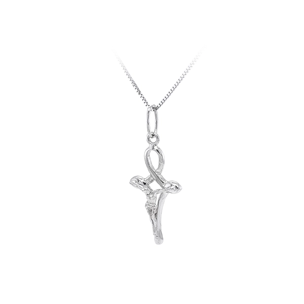 Anhänger Kreuz mit Jesus Christus aus Weißgold