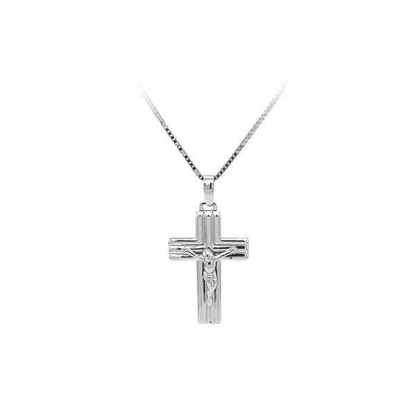 Anhänger Kreuz mit Jesus Christus aus Weißgold