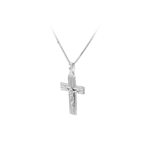 Anhänger Kreuz mit Jesus Christus aus Weißgold