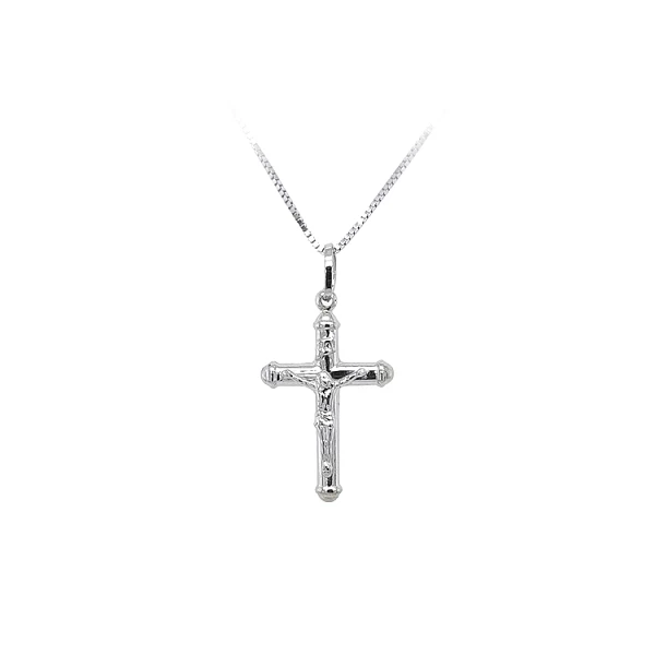 Anhänger Kreuz mit Jesus Christus aus Weißgold