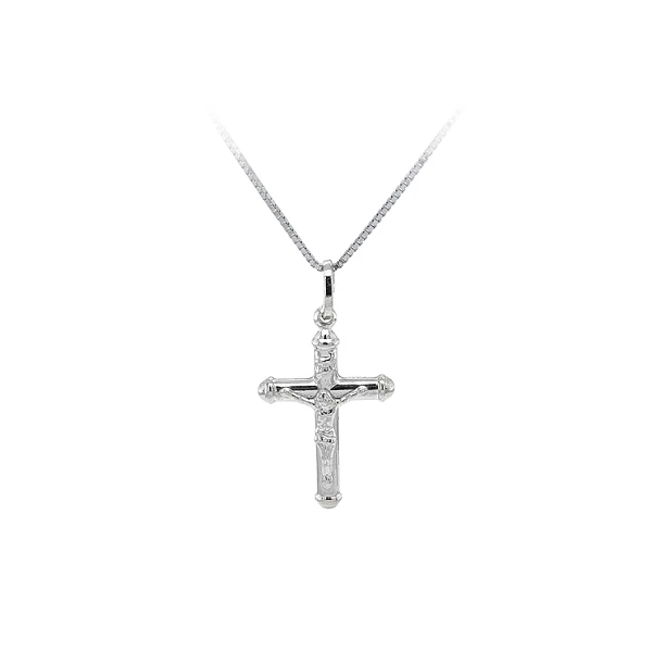 Anhänger Kreuz mit Jesus Christus aus Weißgold
