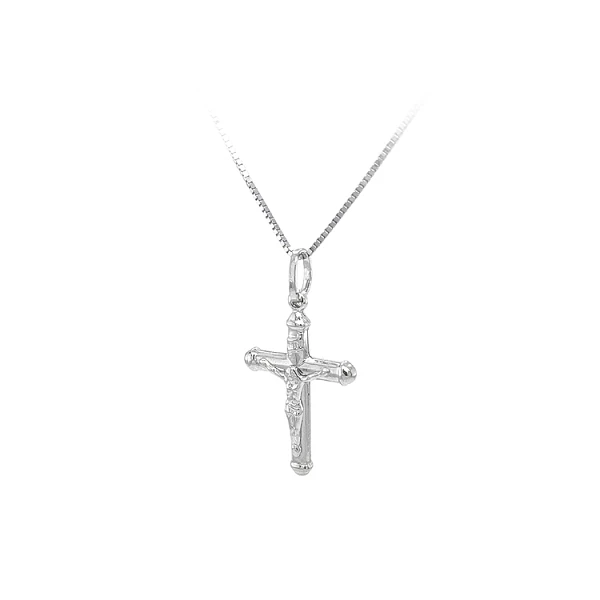 Anhänger Kreuz mit Jesus Christus aus Weißgold