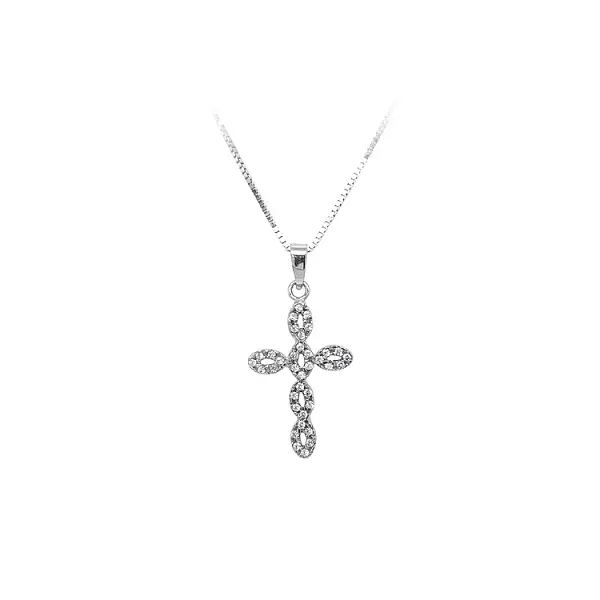 Anhänger Kreuz mit Zirkonen aus Weißgold