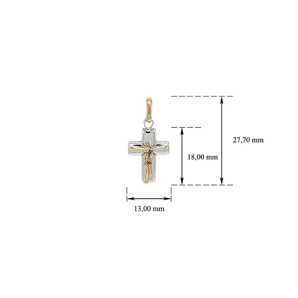 Anhänger Kreuz mit Jesus Christus aus kombiniertem Gold