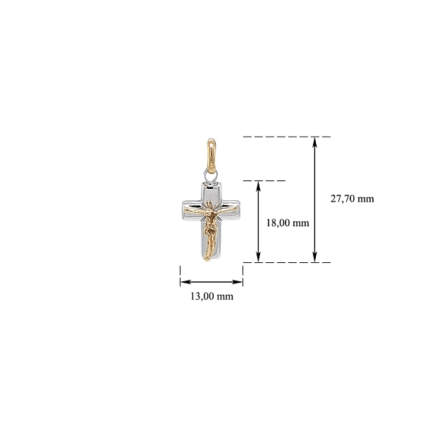 Anhänger Kreuz mit Jesus Christus aus kombiniertem Gold
