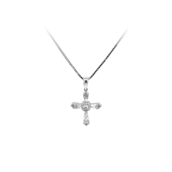 Anhänger Kreuz mit Zirkonen aus Weißgold