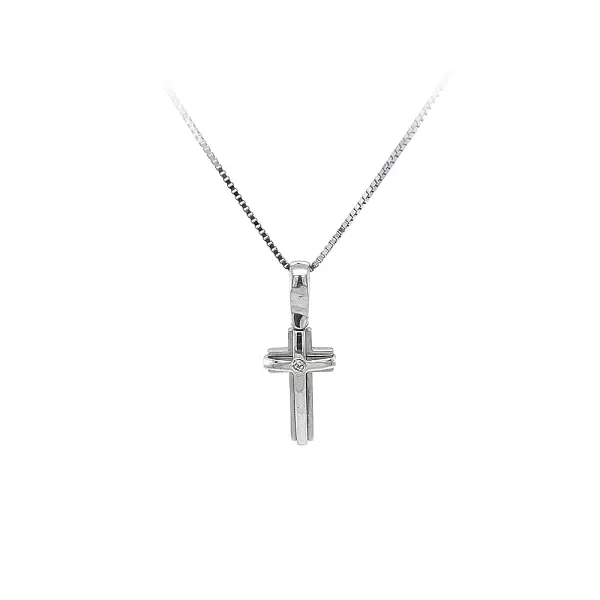 Anhänger Kreuz mit Zirkon aus Weißgold