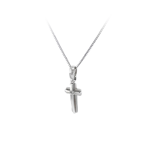 Anhänger Kreuz mit Zirkon aus Weißgold