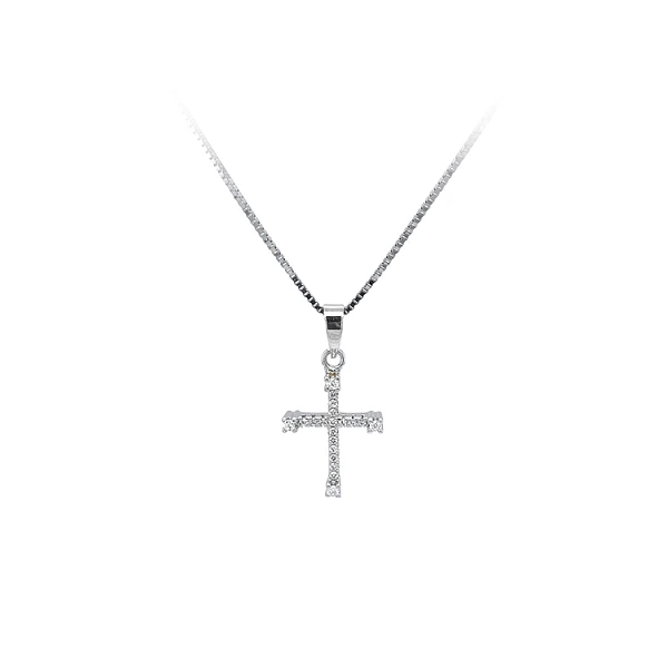 Anhänger Kreuz mit Zirkonen Weißgold