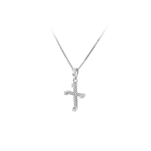 Anhänger Kreuz mit Zirkonen Weißgold