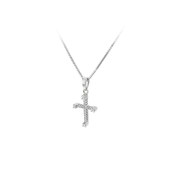 Anhänger Kreuz mit Zirkonen Weißgold