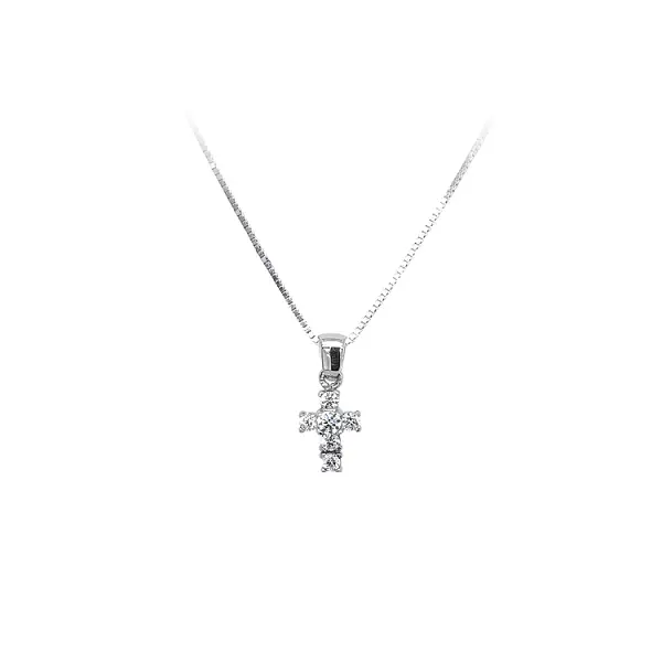 Anhänger Kreuz mit Zirkonen aus Weißgold