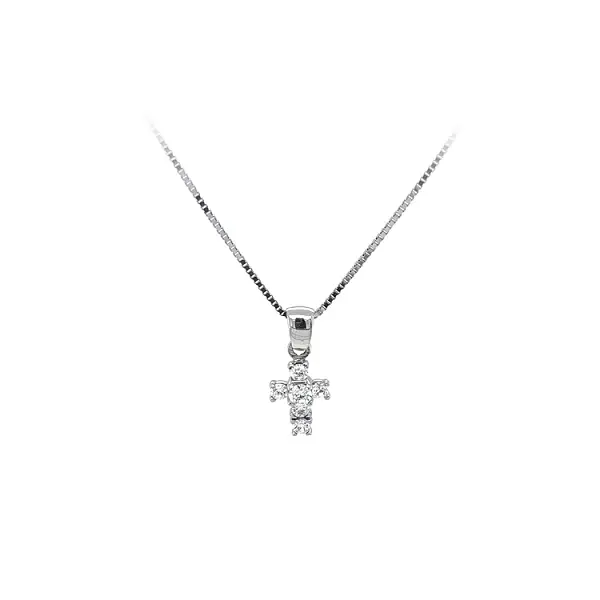 Anhänger Kreuz mit Zirkonen aus Weißgold