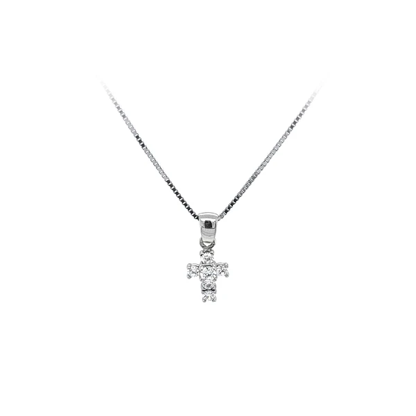 Anhänger Kreuz mit Zirkonen aus Weißgold
