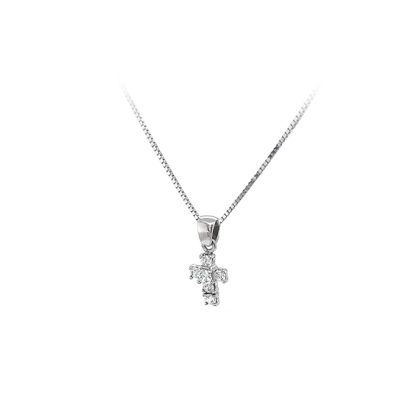 Anhänger Kreuz mit Zirkonen aus Weißgold