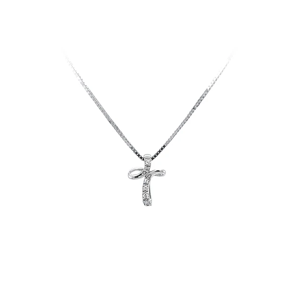Anhänger Kreuz mit Zirkonen aus Weißgold