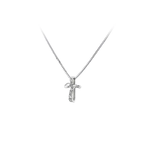 Anhänger Kreuz mit Zirkonen aus Weißgold