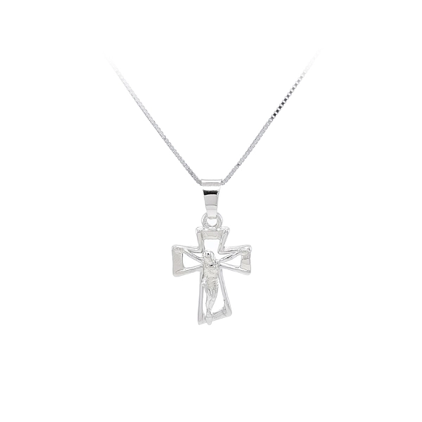 Kreuz mit Jesus Christus aus Weißgold