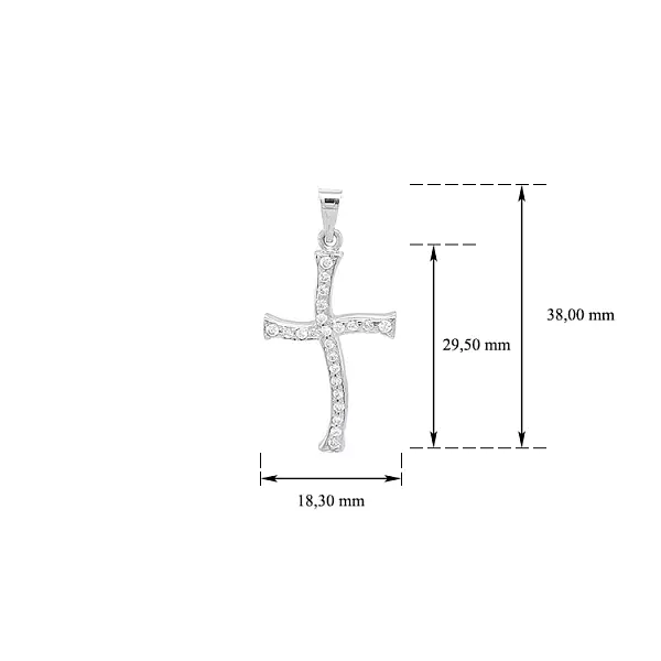 Kreuz aus Weißgold mit Zirkonen