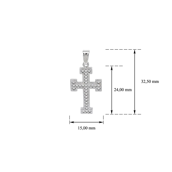 Kreuz mit Zirkonen aus Weißgold