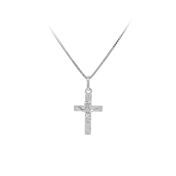 Kreuz mit Jesus Christus aus Weißgold