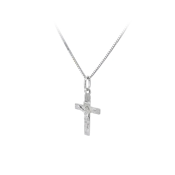 Kreuz mit Jesus Christus aus Weißgold