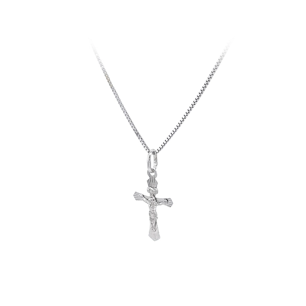Kreuz mit Jesus Christus aus Weißgold