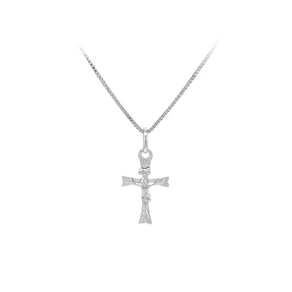 Anhänger Kreuz mit Jesus Christus aus Weißgold