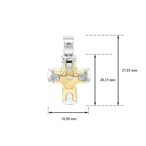 Goldenes Kreuz mit Zirkon aus kombiniertem Gold