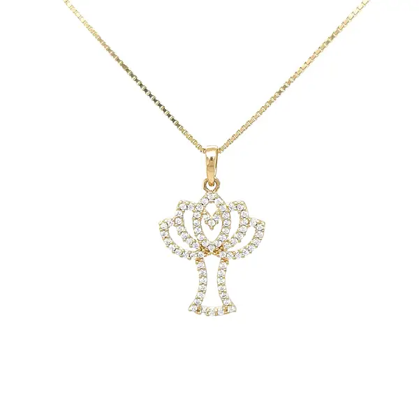 Gold-Anhänger Baum mit Zirkonen