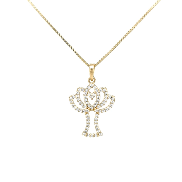 Gold-Anhänger Baum mit Zirkonen