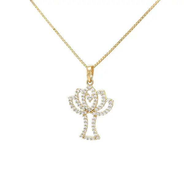 Gold-Anhänger Baum mit Zirkonen
