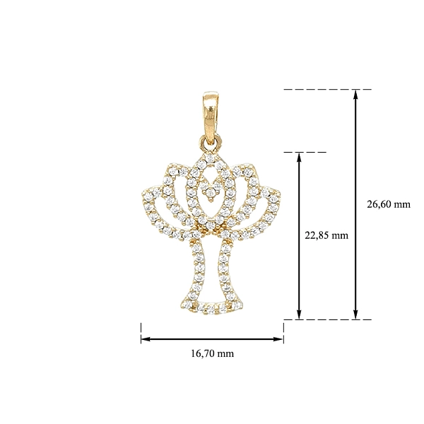 Gold-Anhänger Baum mit Zirkonen