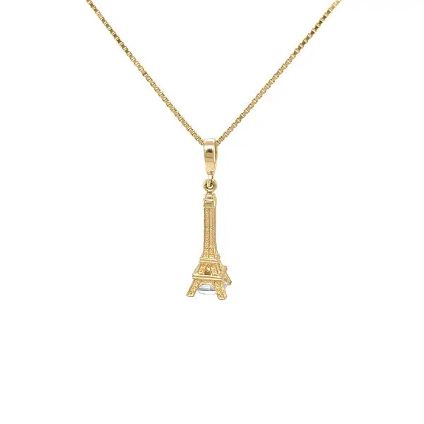 Goldener Eiffel-Anhänger mit Zirkon
