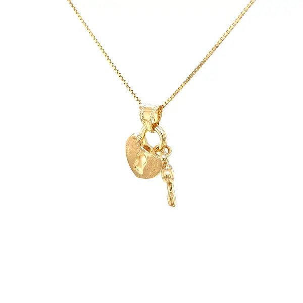 Gold-Anhänger Schloss und Schlüssel
