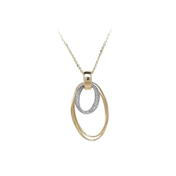 Goldhalskette mit Zirkonen in Goldkombination