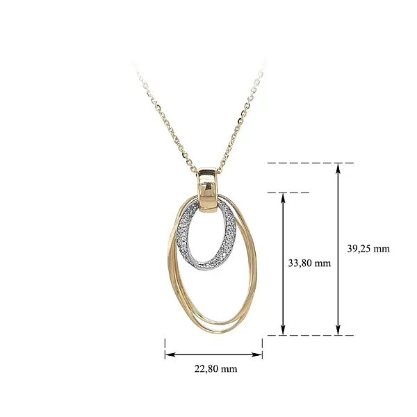 Goldhalskette mit Zirkonen in Goldkombination