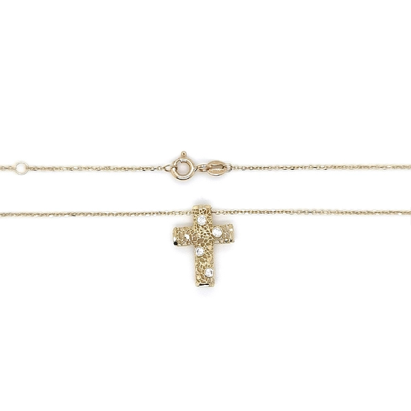 Gold-Kreuz-Halskette mit Zirkonias