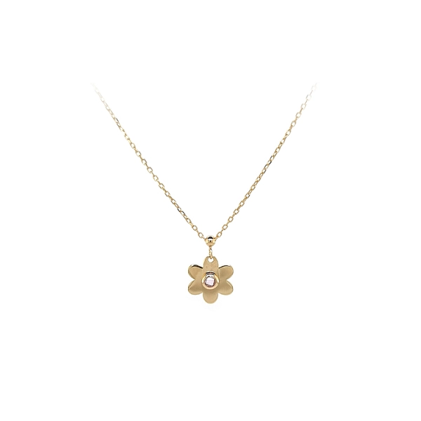 Goldblumenkette mit Zirkon
