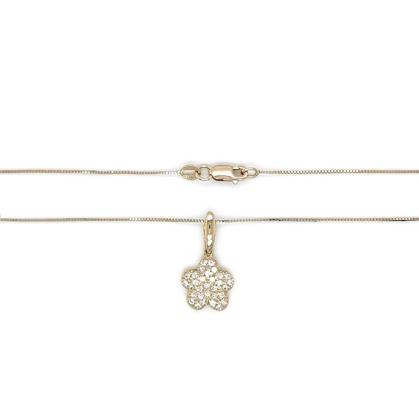 Goldblumenkette mit Zirkonen
